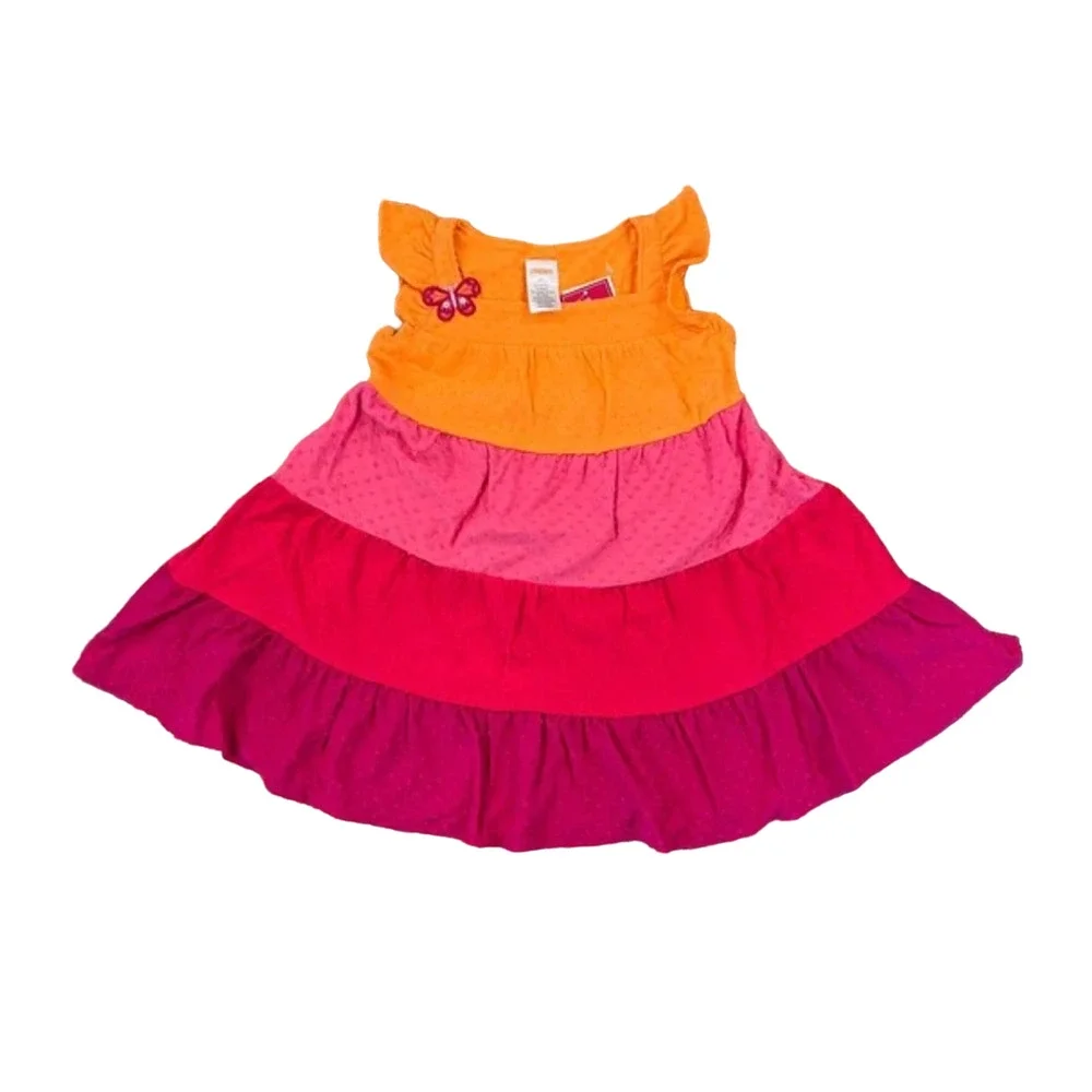 NWT Gymboree Orange & Pink Colorblock Jacquard Tiered Dress